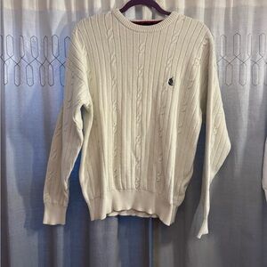 Nautica Men's Ivory Cable Knit Crewneck Sweater